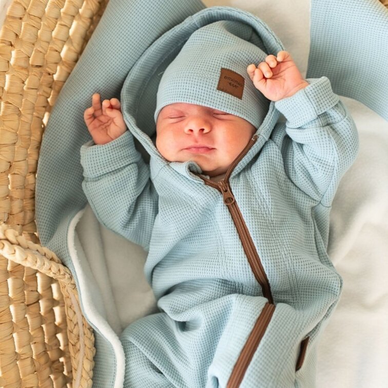 Overal na zip vaflový / modrý