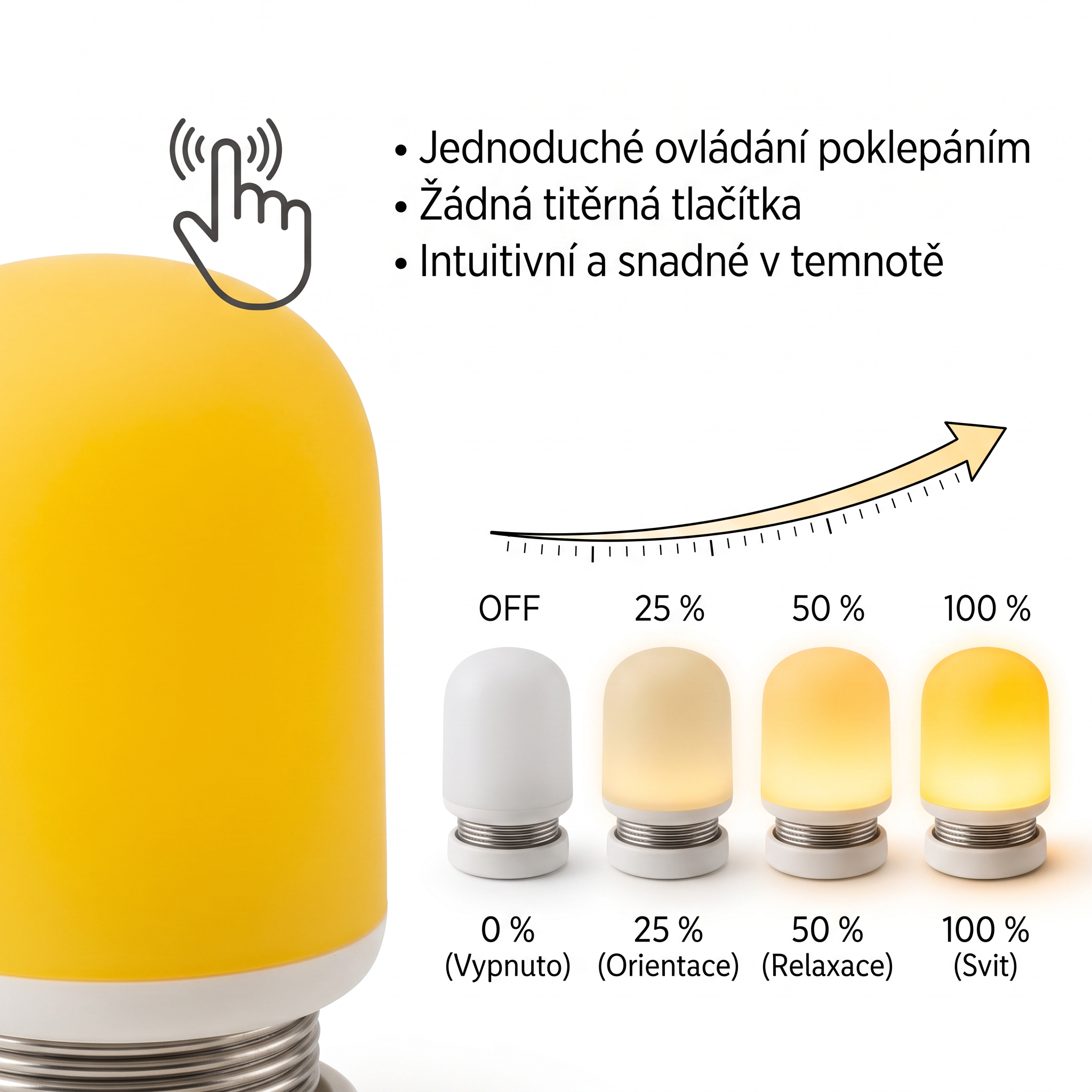 NIGHT-3 oranžová LED lampička bez obsahu modré na baterii, stmívatelná