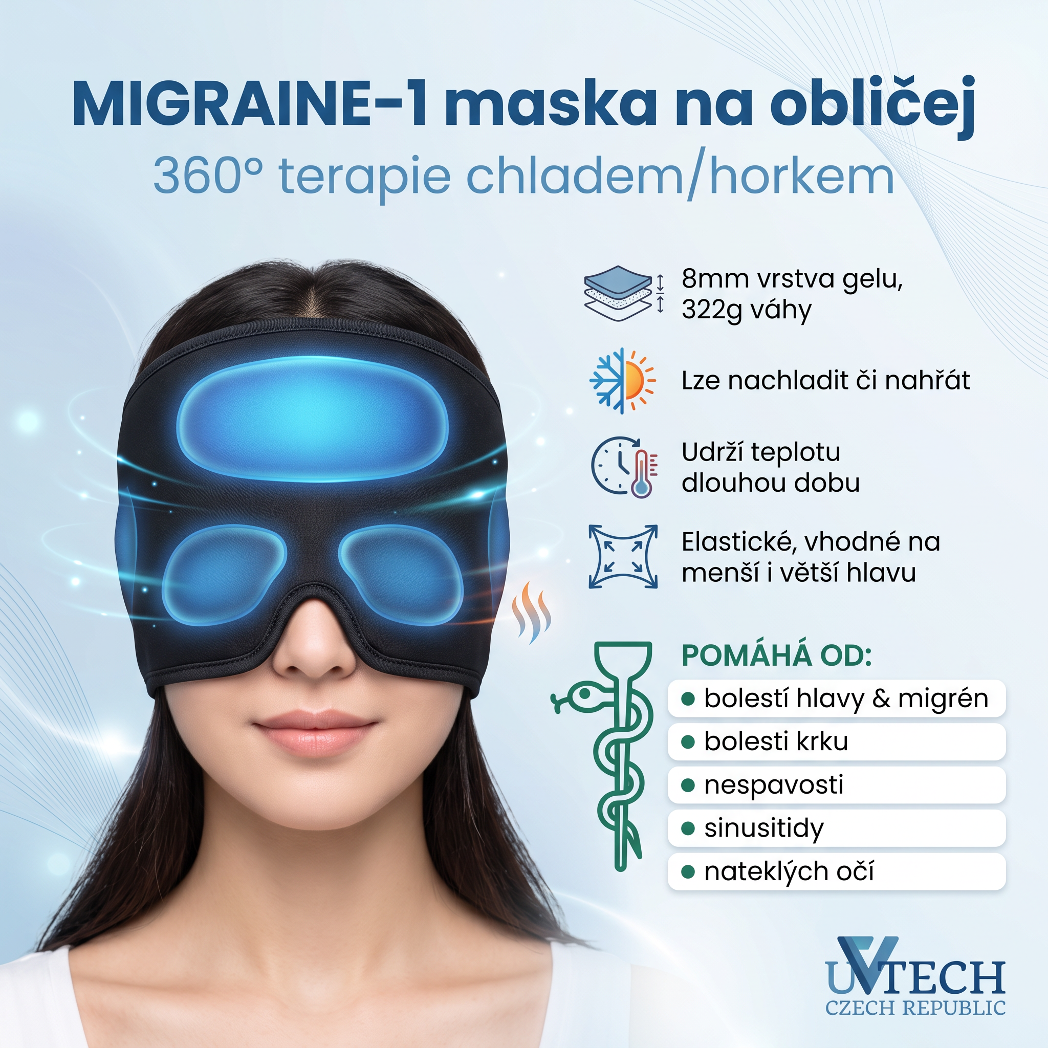 Migraine-1 Chladící gelová maska na obličej