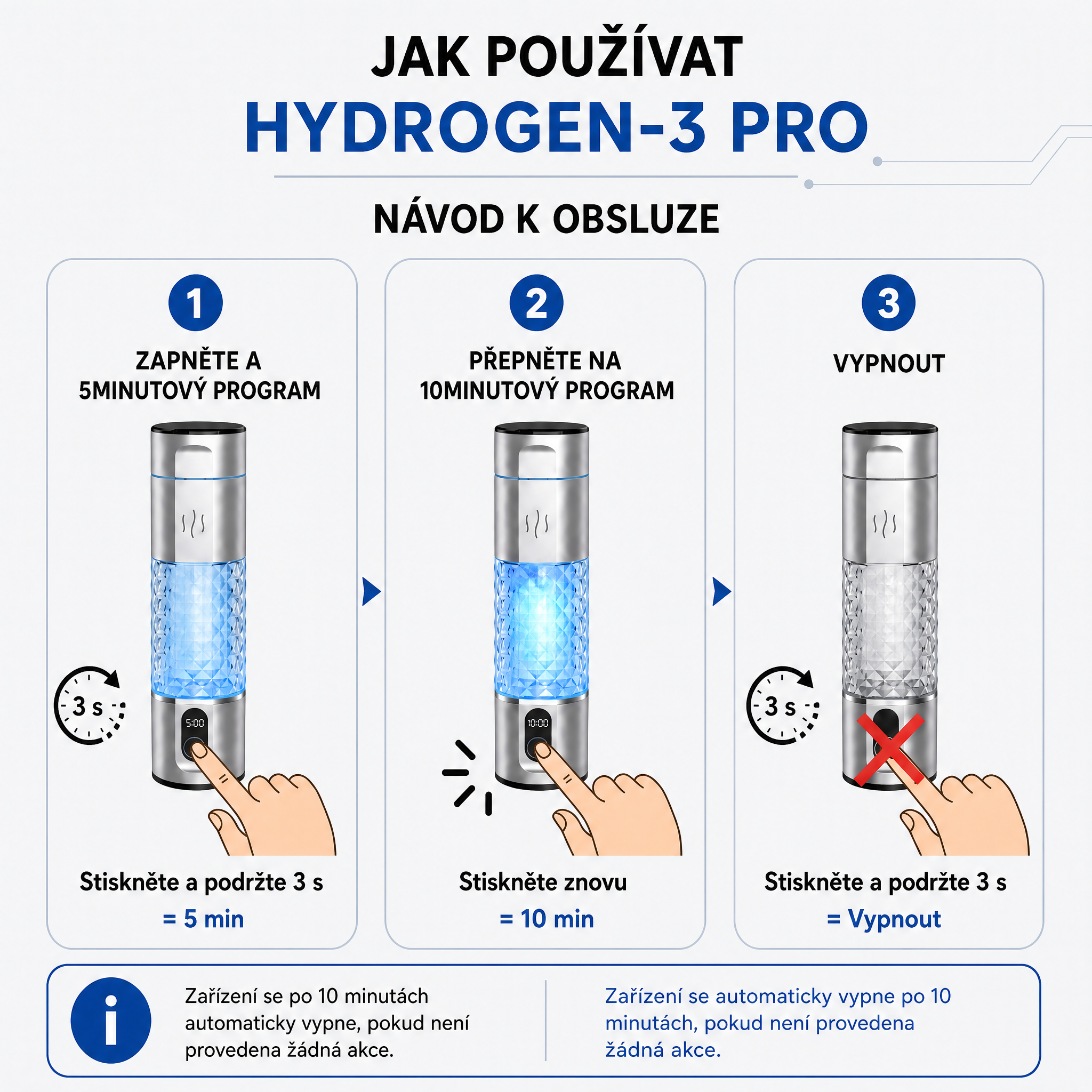 Hydrogen-3 Pro generátor vodíkové vody 280ml