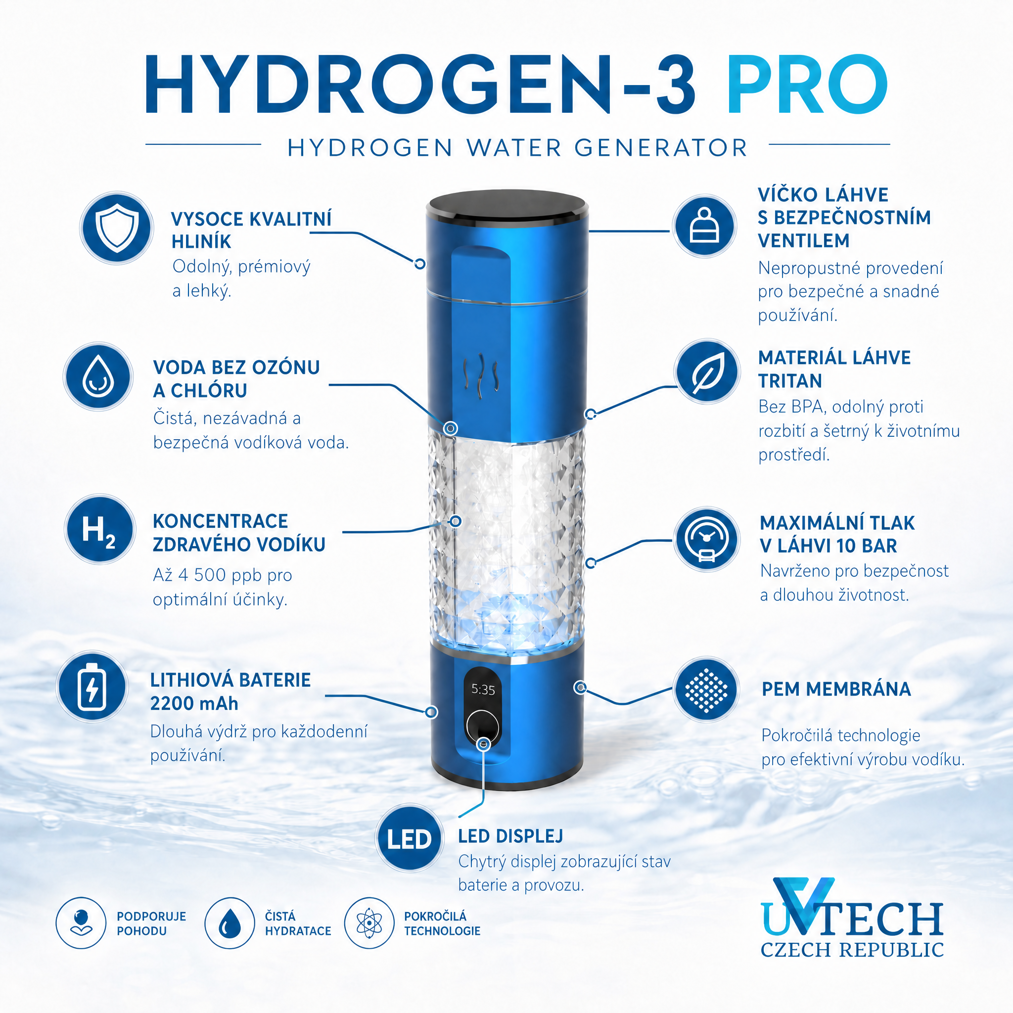 Hydrogen-3 Pro generátor vodíkové vody 280ml