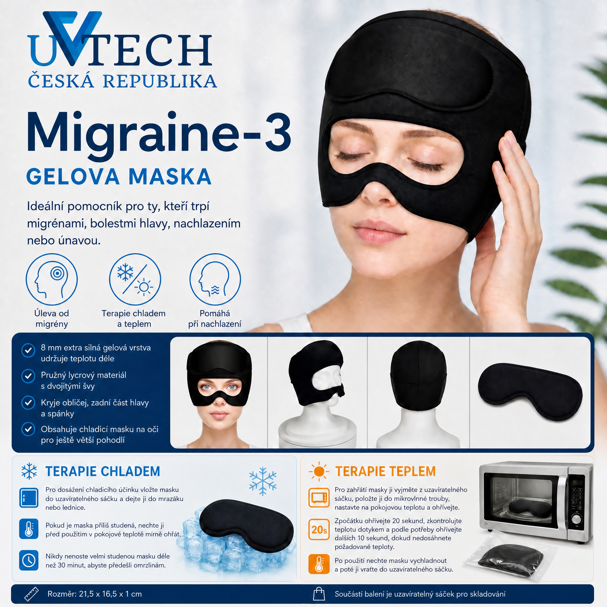 Migraine-3 Chladící gelová maska na obličej