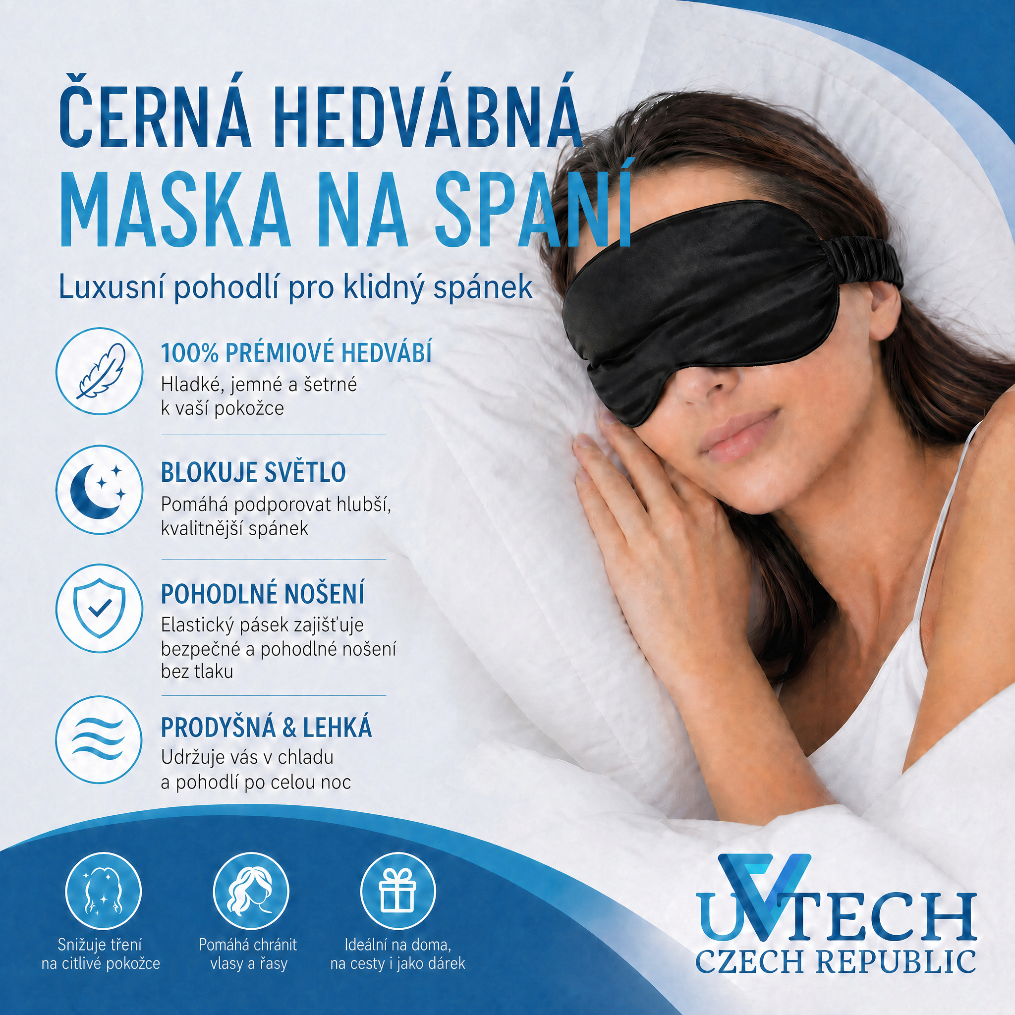 Hedvábná maska na spaní H-1