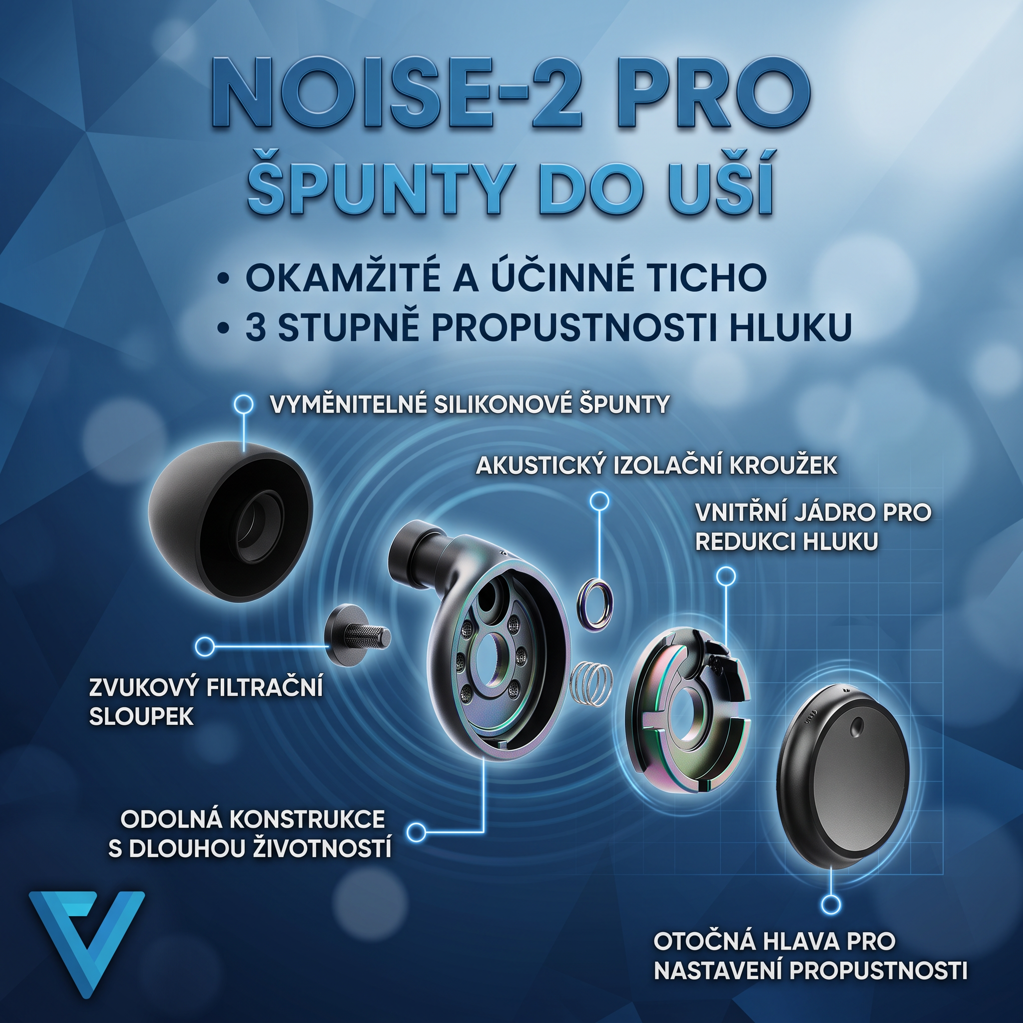Noise-2 Pro špunty do uší s nastavitelnou propustností hluku