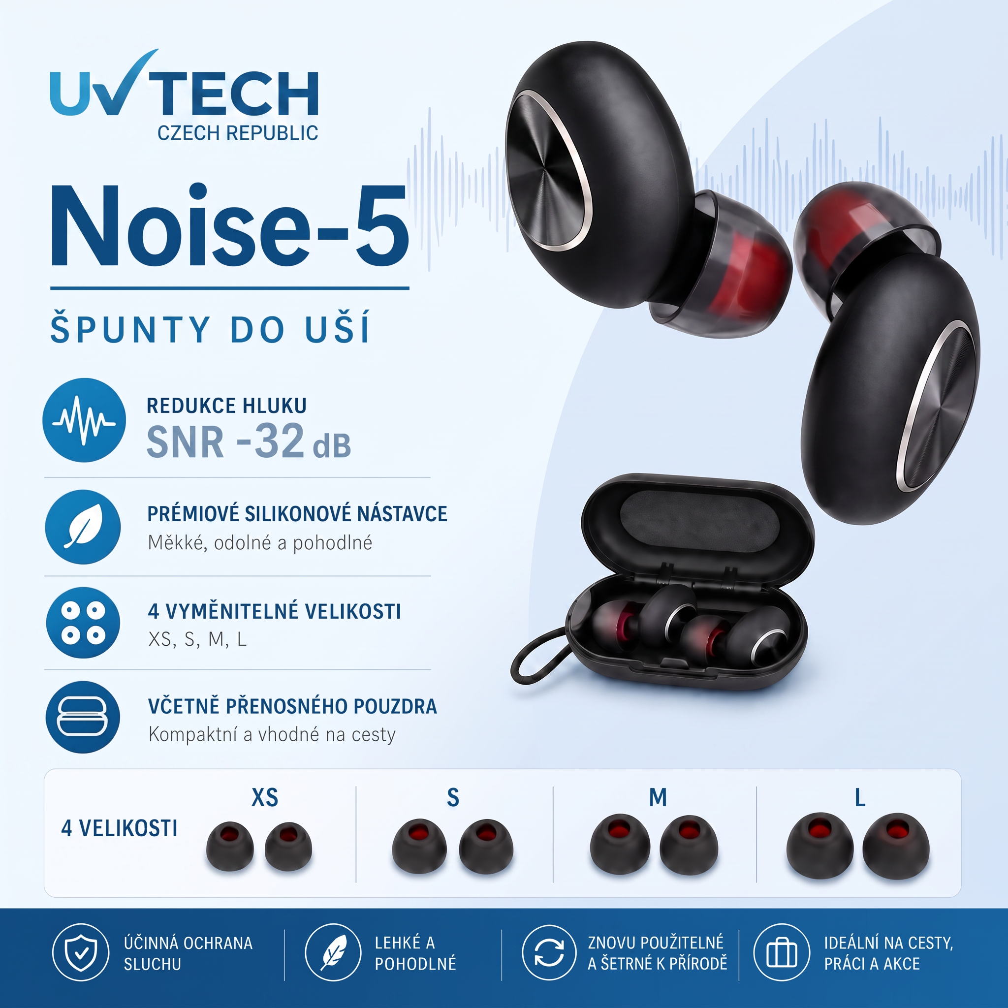 Noise-5 špunty do uší na spaní -32dB