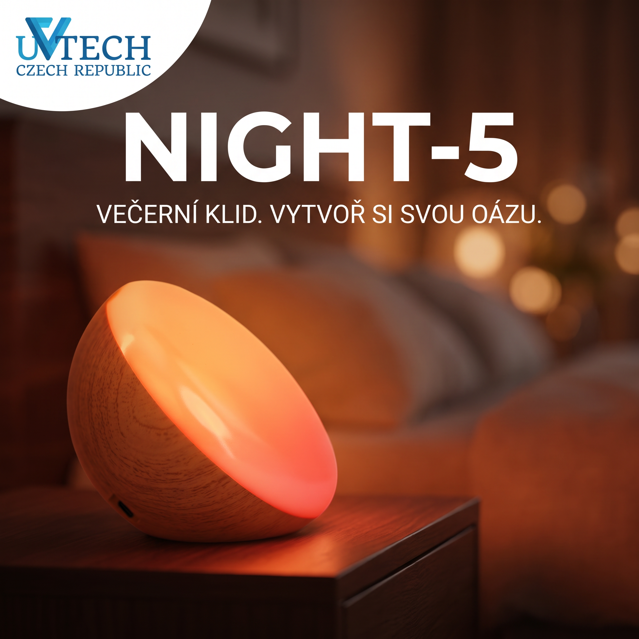NIGHT-5 stolní LED lampička bez obsahu modré na baterii, stmívatelná