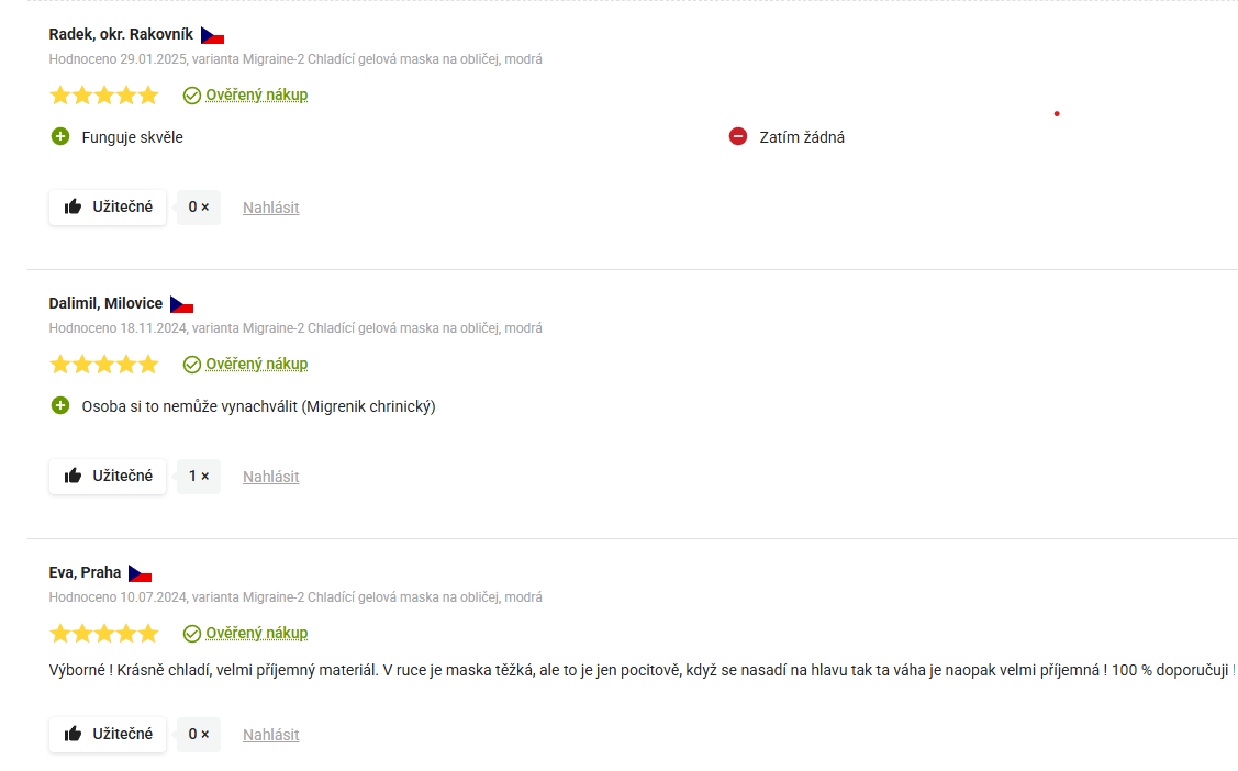 Migraine-2 Chladící gelová maska na obličej