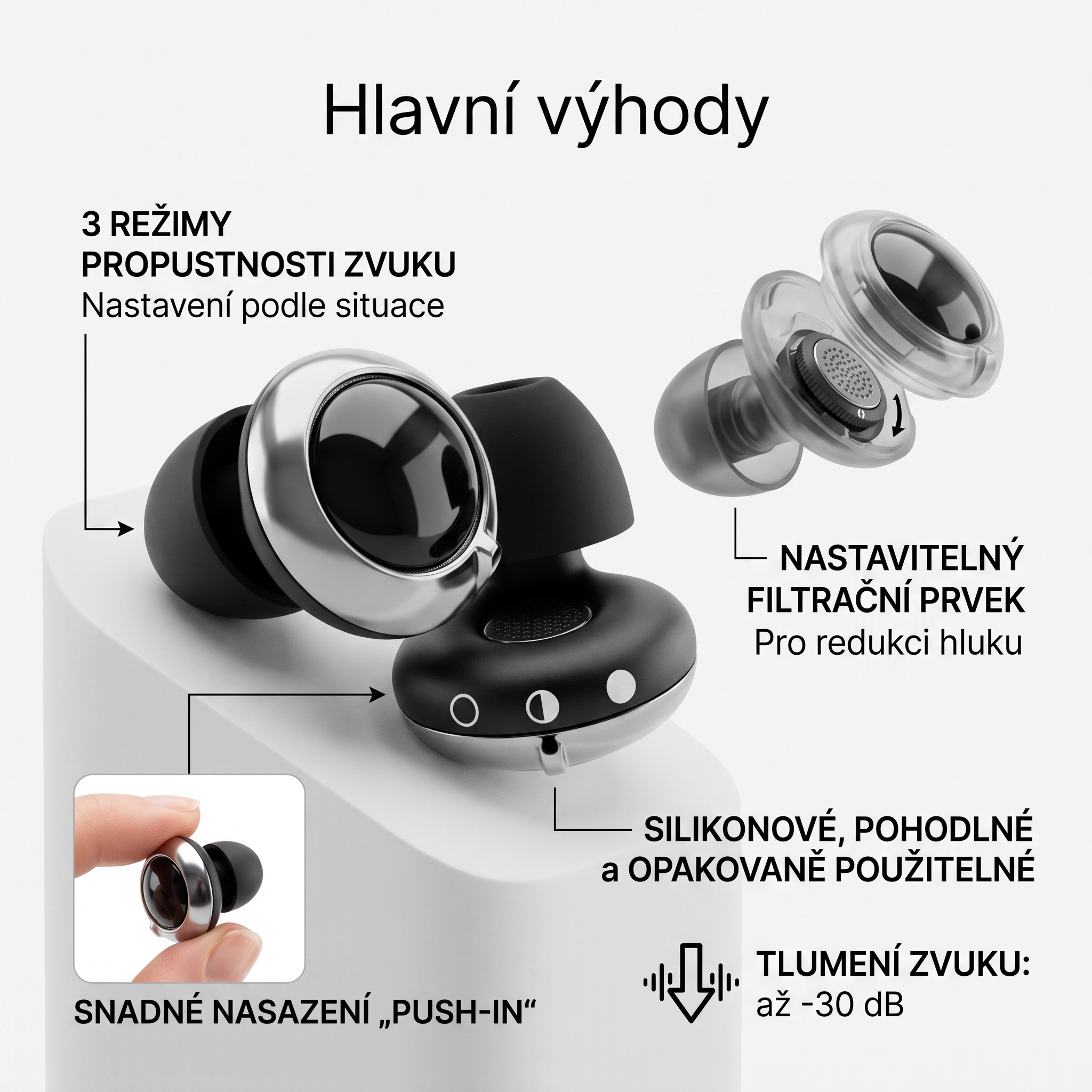 Noise-4 Pro špunty do uší s nastavitelnou propustností hluku