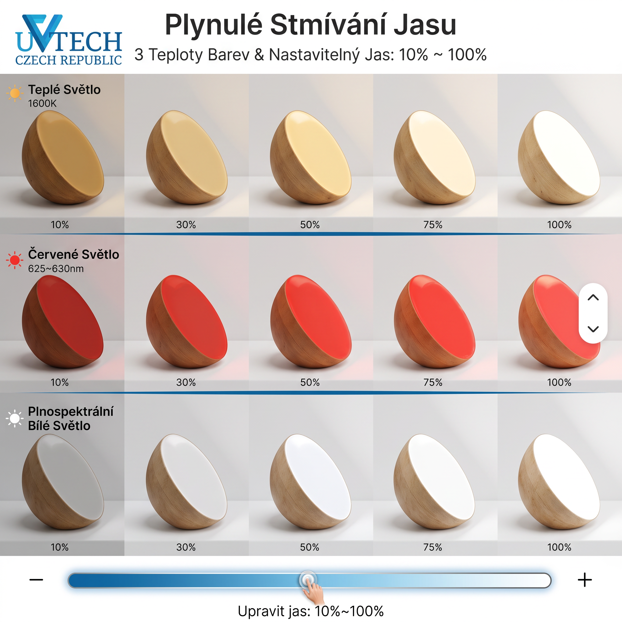 NIGHT-5 stolní LED lampička bez obsahu modré na baterii, stmívatelná