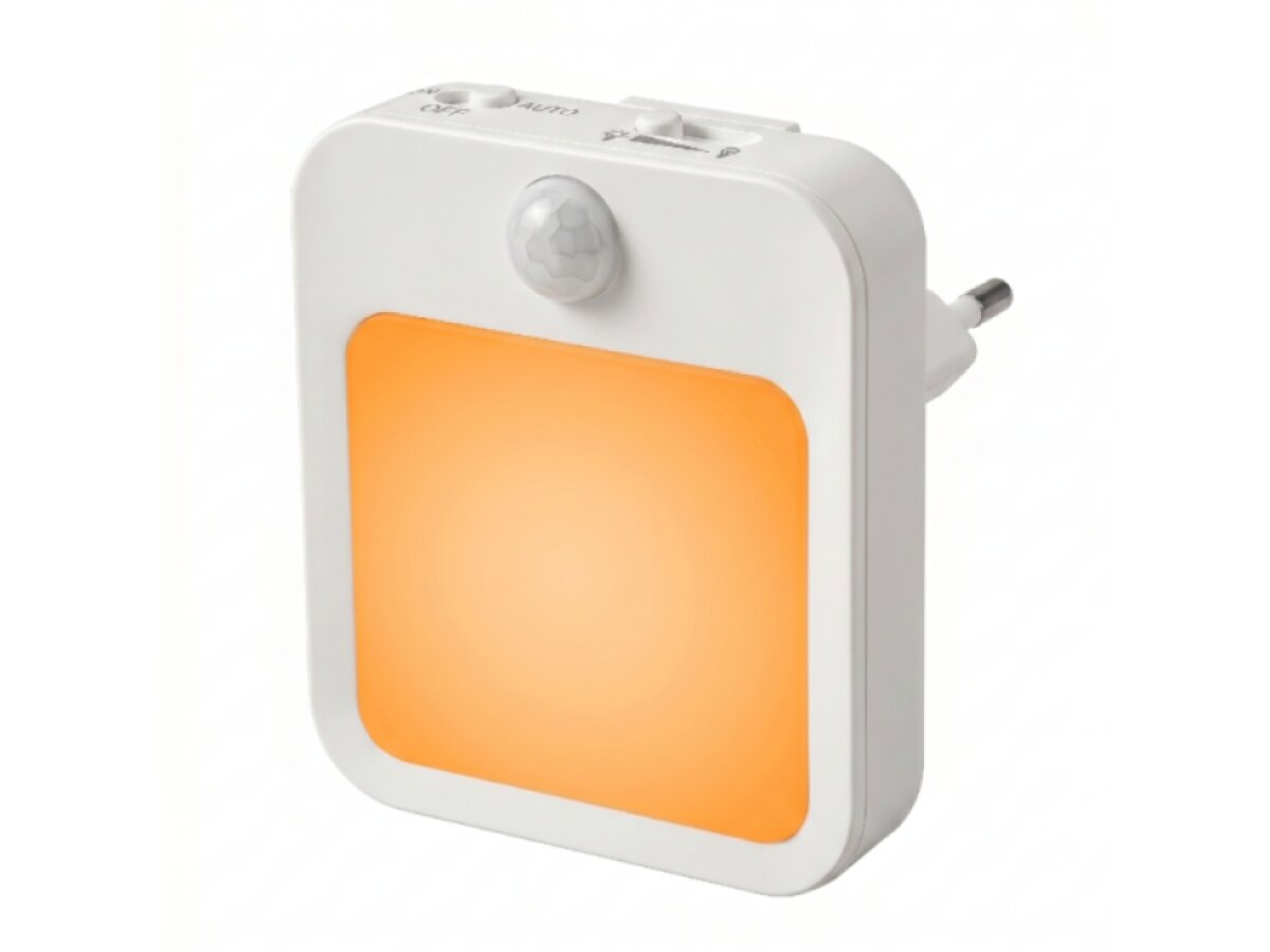 NIGHT-1 oranžové noční LED světlo do zásuvky se senzorem pohybu bez modré složky