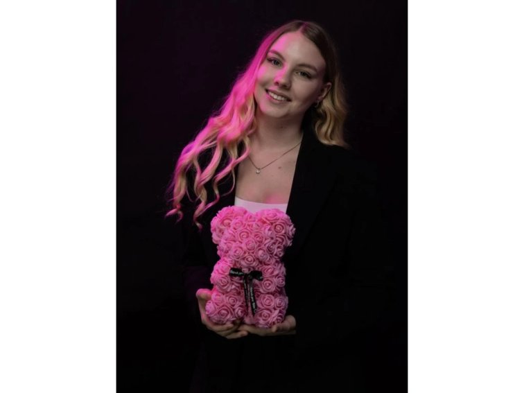 Medvídárek Simple medvídek z růží 25cm - růžový