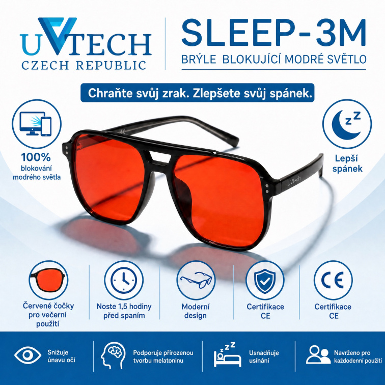SLEEP-3M pánské stylové brýle blokující modré světlo - červené