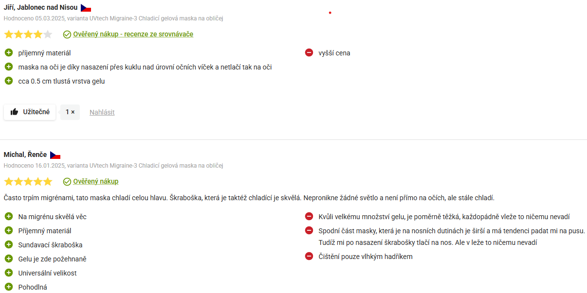 Migraine-3 Chladící gelová maska na obličej