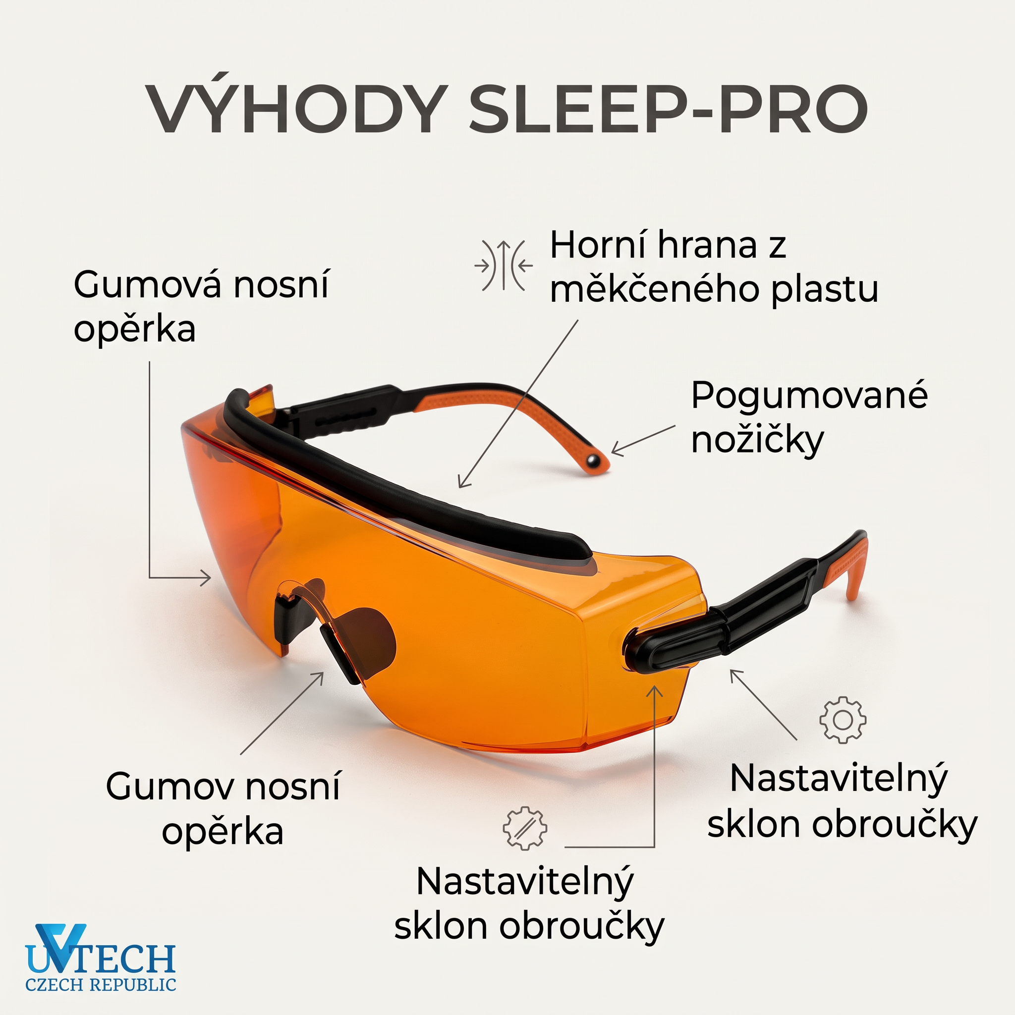 SLEEP-PRO oranžové brýle proti modrému a zelenému světlu