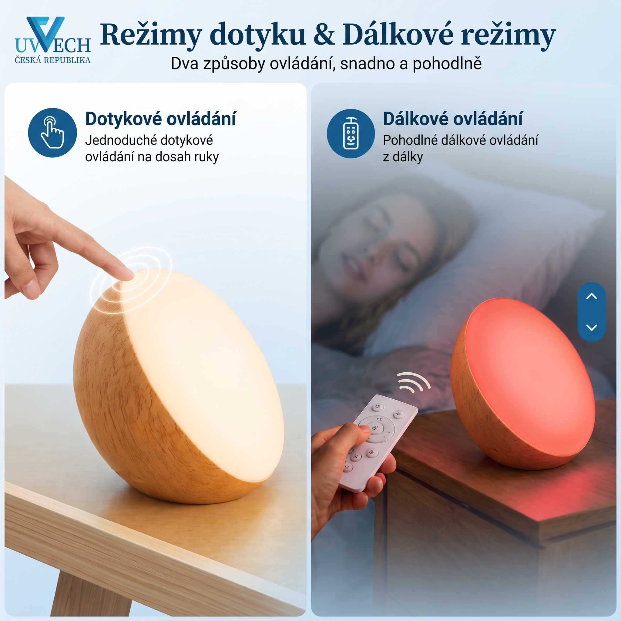 NIGHT-5 stolní LED lampička bez obsahu modré na baterii, stmívatelná