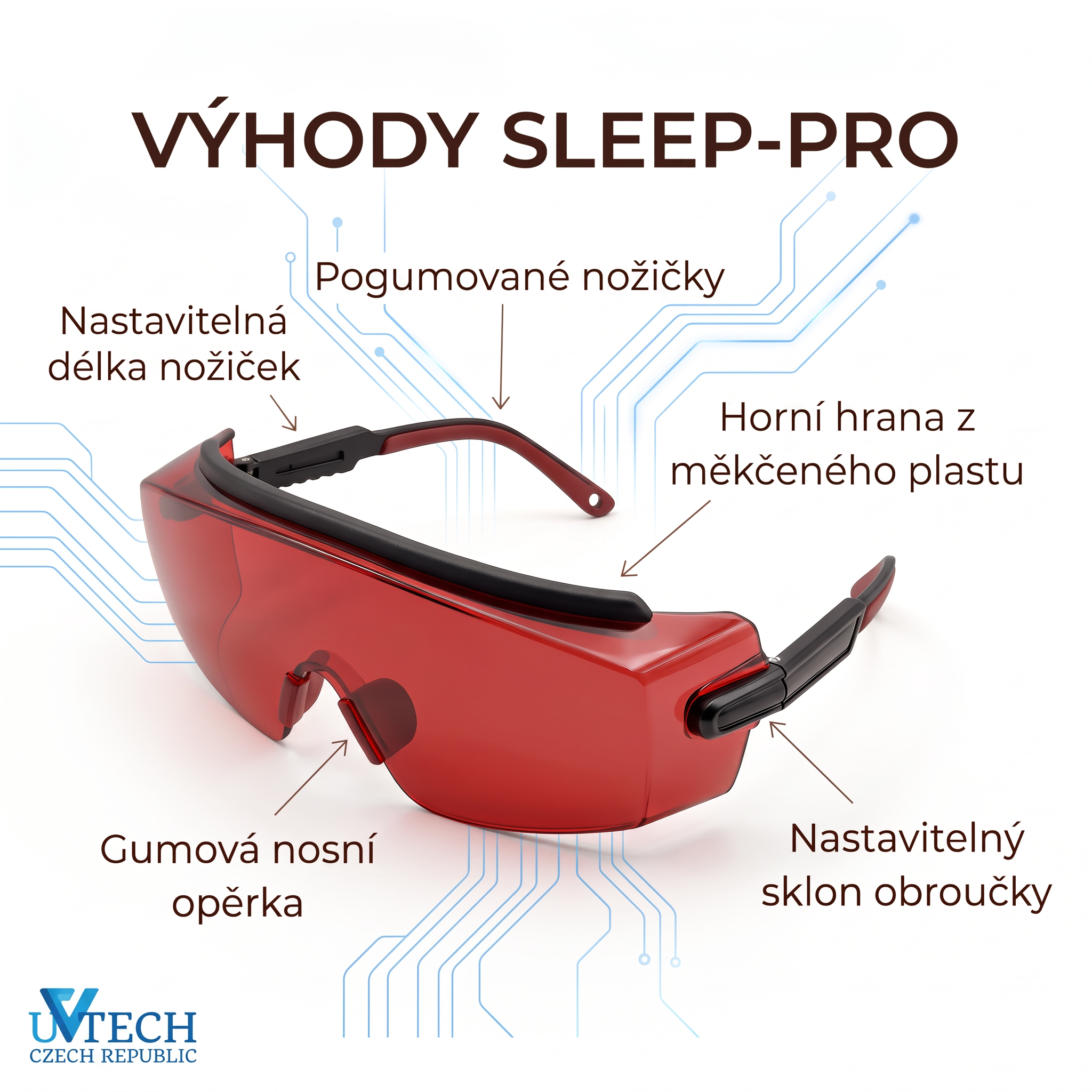SLEEP-PRO červené brýle proti modrému a zelenému světlu