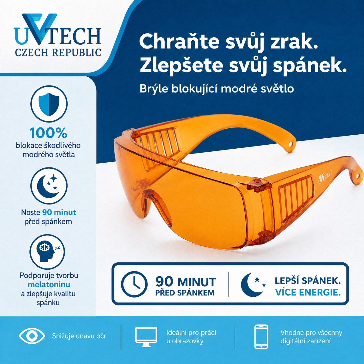 SLEEP-1 oranžové brýle proti modrému světlu