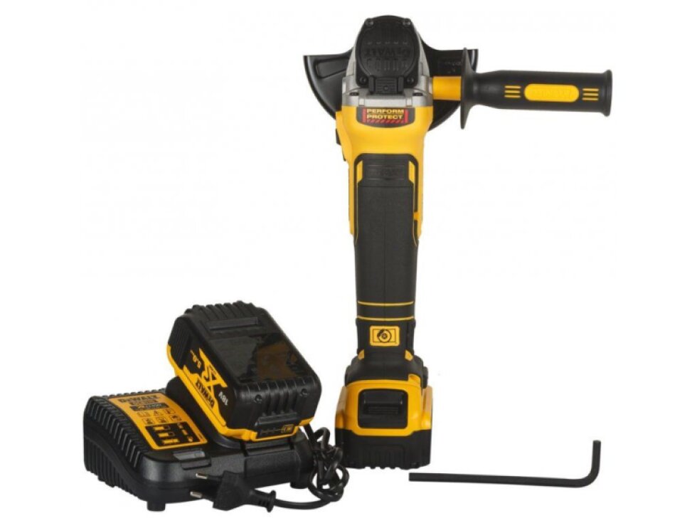 DCG405P2 DEWALT 18 VOLT AKU BEZUHLÍKOVÁ 125MM ÚHLOVÁ BRUSKA, 2X BATERIE XR LI-ION 5,0 AH, NABÍJEČKA, V KUFRU T-STAK