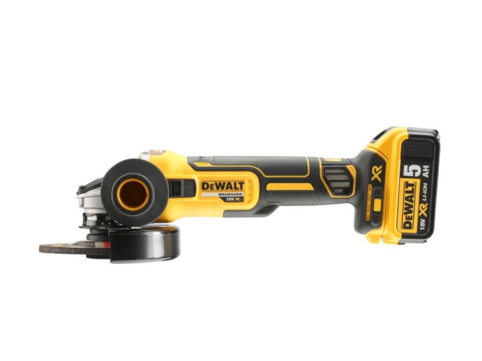 DCG405P3 DEWALT 18V AKU BEZUHLÍKOVÁ 125MM ÚHLOVÁ BRUSKA, 3 X BATERIE XR LI-ION 5,0 AH, NABÍJEČKA, KUFR T-STAK