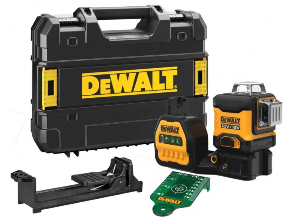 DCE089NG18 DeWALT 12V/18V AKU LASER, 3X ZELENÝ PAPRSEK 360°, BEZ BATERIE A NABÍJEČKY