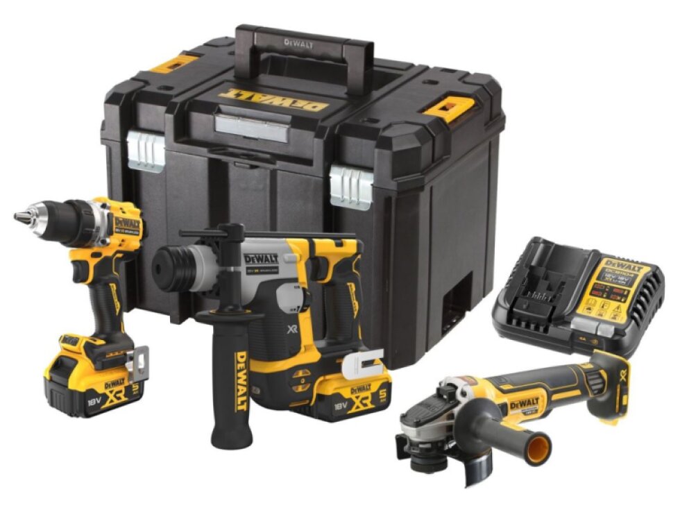 DCK355P2T-QW DEWALT 18V 3DÍLNÁ SADA BEZUHLÍKOVÉ NÁŘADÍ