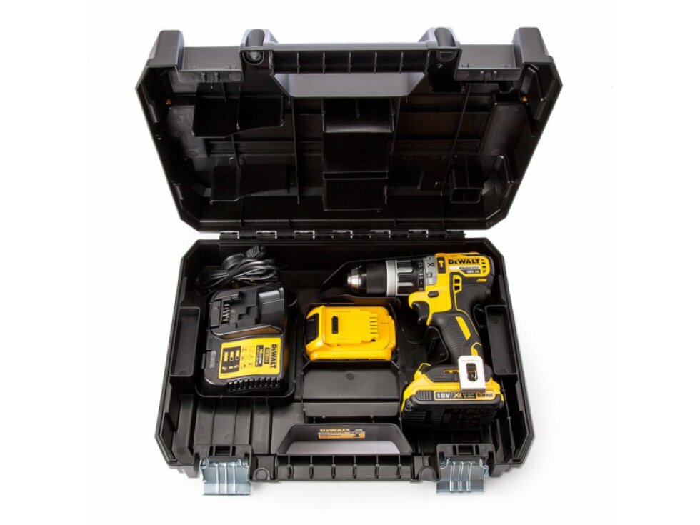 DCD796D2 DeWALT 18 VOLT AKU BEZUHLÍKOVÁ PŘÍKLEPOVÁ VRTAČKA/ŠROUBOVÁK, 2 x 2,0Ah AKU XR LI-ION, NABÍJEČKA, KUFR T-STAK