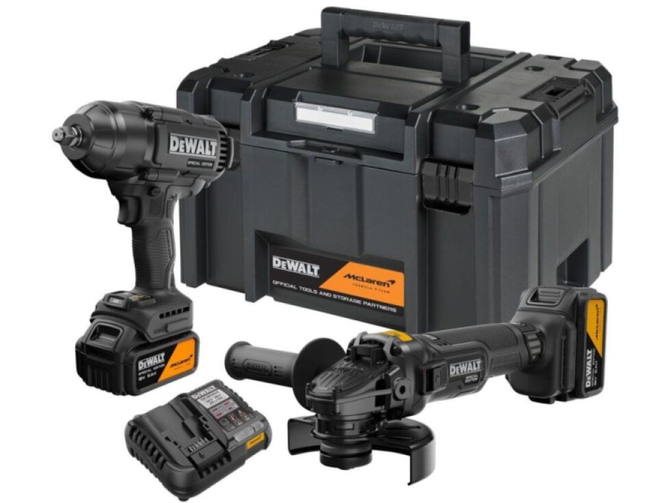 DCK2225MP2T-QW DEWALT MCLAREN 18V AKU 2DÍLNÁ KOMBO SADA BEZUHLÍKOVÉHO NÁŘADÍ