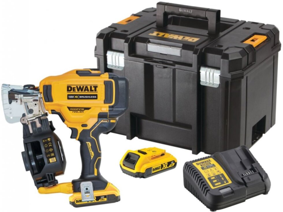 DCN45RND2 DEWALT AKU 18V POKRÝVAČSKÁ HŘEBÍKOVAČKA 19-45MM, 2 X 2,0 AH AKU, NABÍJEČKA, KUFR T-STAK