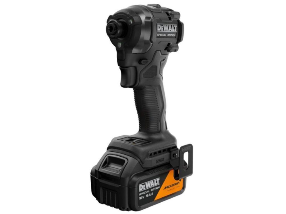 DCF86MP2T-QW DEWALT MCLAREN 18V AKU BEZUHLÍKOVÝ RÁZOVÝ UTAHOVÁK 1/4", 2 X 5,0 AH BATERIE, NABÍJEČKA, KUFR T-STAK