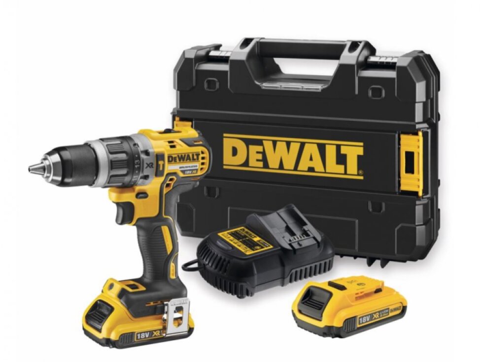 DCD796D2 DeWALT 18 VOLT AKU BEZUHLÍKOVÁ PŘÍKLEPOVÁ VRTAČKA/ŠROUBOVÁK, 2 x 2,0Ah AKU XR LI-ION, NABÍJEČKA, KUFR T-STAK