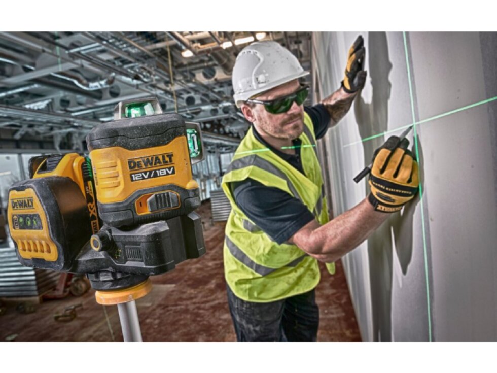 DCE089NG18 DeWALT 12V/18V AKU LASER, 3X ZELENÝ PAPRSEK 360°, BEZ BATERIE A NABÍJEČKY