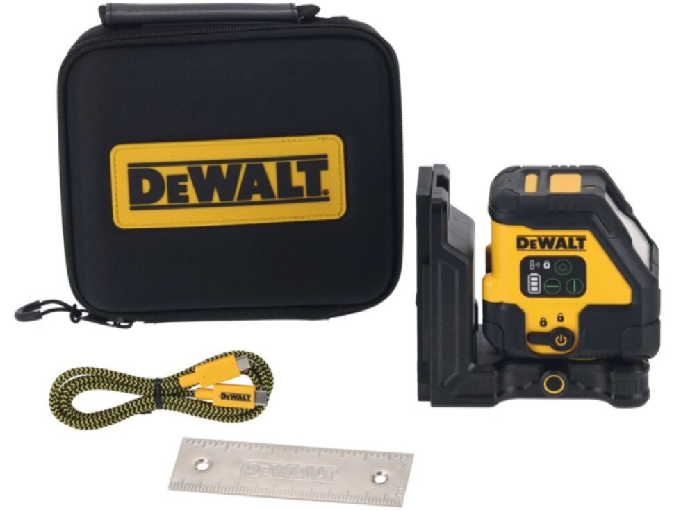 DCLE14201GB-XJ DEWALT USB KŘÍŽOVÝ LASER, ZELENÝ