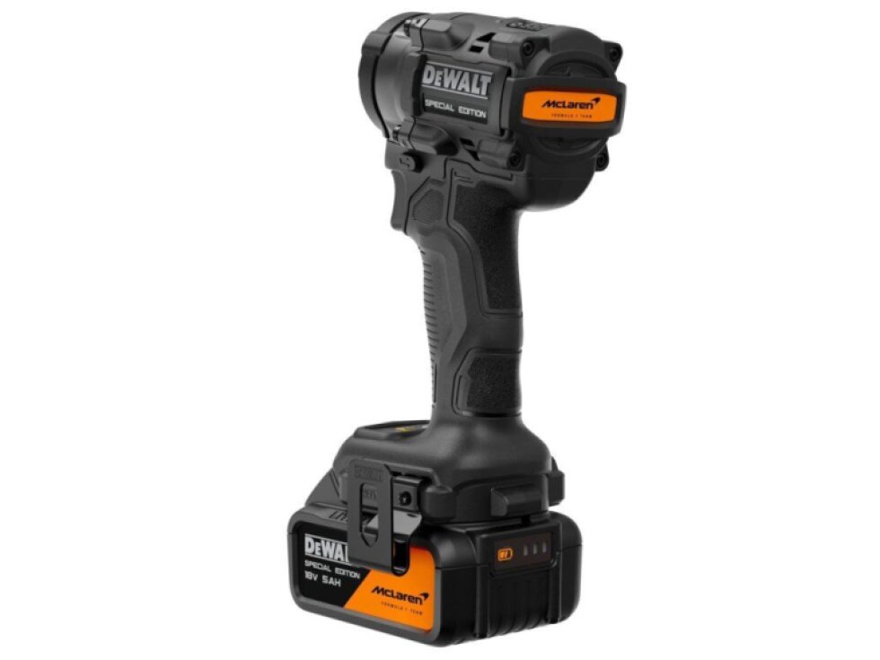 DCF92MP2T-QW DEWALT MCLAREN 18V AKU BEZUHLÍKOVÝ 1/2" RÁZOVÝ UTAHOVÁK, 2 X 5,0 AH BATERIE, NABÍJEČKA, KUFR T-STAK