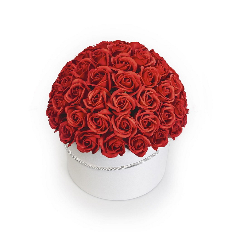 Flower box červených mýdlových růží - DELUXE - 72 až 80 růží