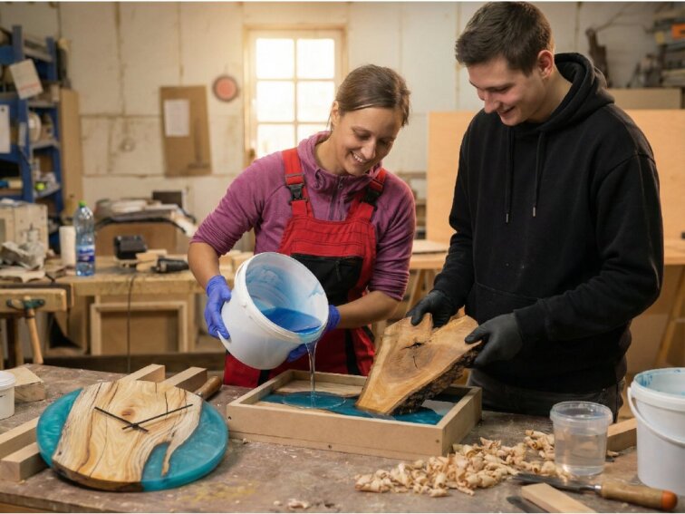 Hodiny s epoxidem – tvořivý workshop se dřevem