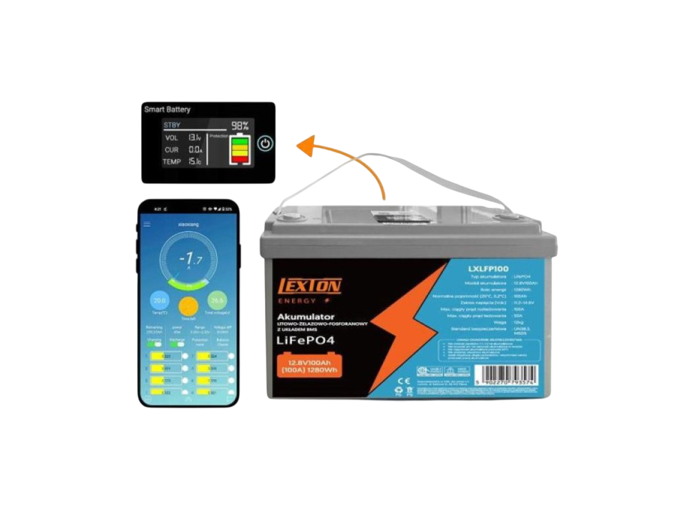 Batéria LiFePO4 12,8V 100Ah LEXTON LXLFP100 s BMS