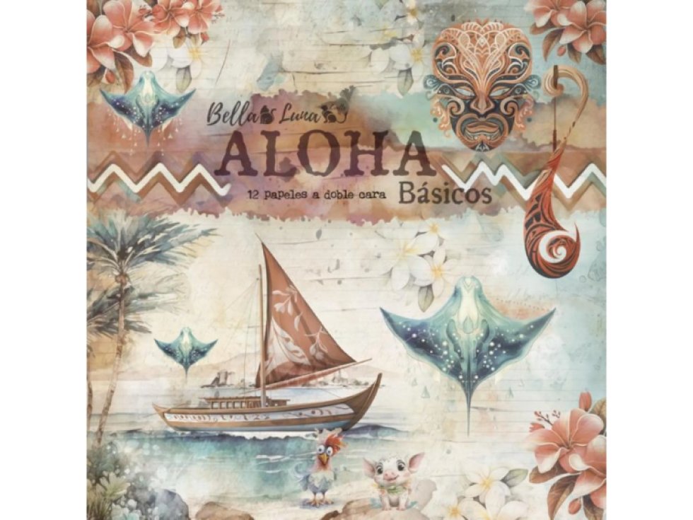 Sada papírů Bellaluna ALOHA pozadí 20X20cm 12ks