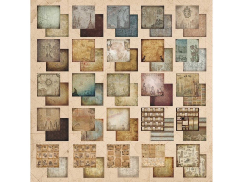 Sada papírů Bellaluna MEMORIES vzpomínky 20X20cm 24ks
