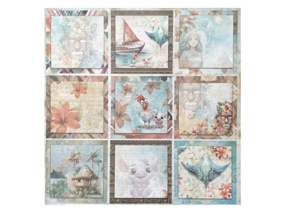 Sada papírů Bellaluna ALOHA pozadí 20X20cm 12ks