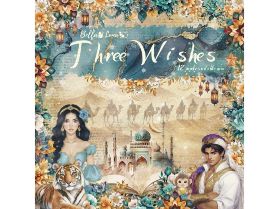 Sada papírů Bellaluna THREE WISHES Aladin 20x20cm 12ks