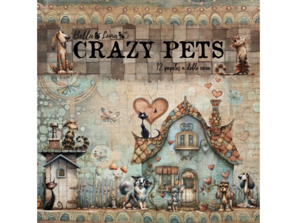 Sada papírů Bellaluna CRAZY PETS Bláznivá zvířata 30x30cm 12ks