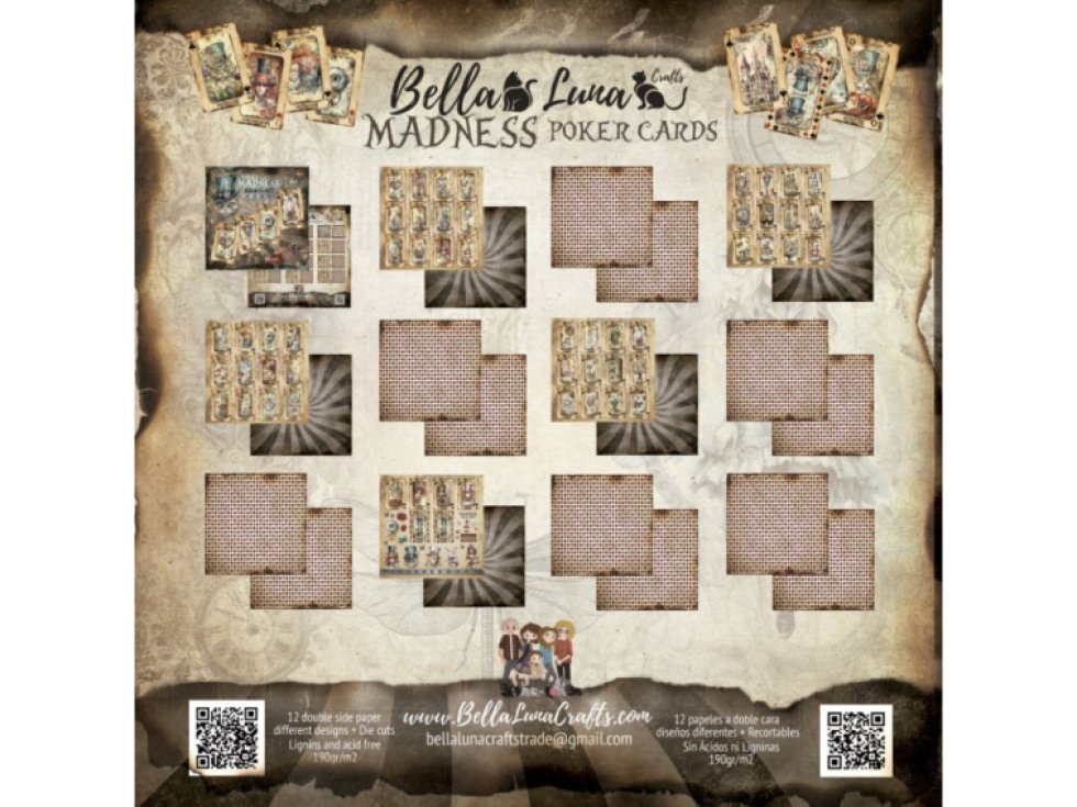 Sada papírů Bellaluna MADNESS Pokerové karty 30X30cm 12ks