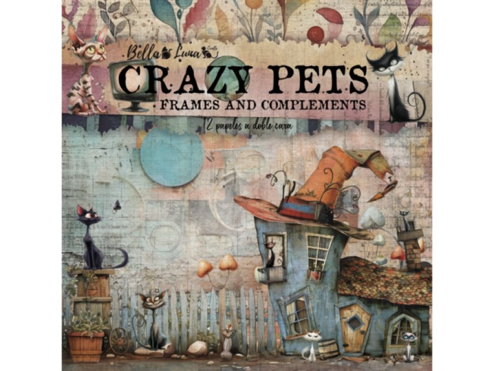 Sada papírů Bellaluna CRAZY PETS Bláznivá zvířata rámečky a doplňky 30X30cm 12ks