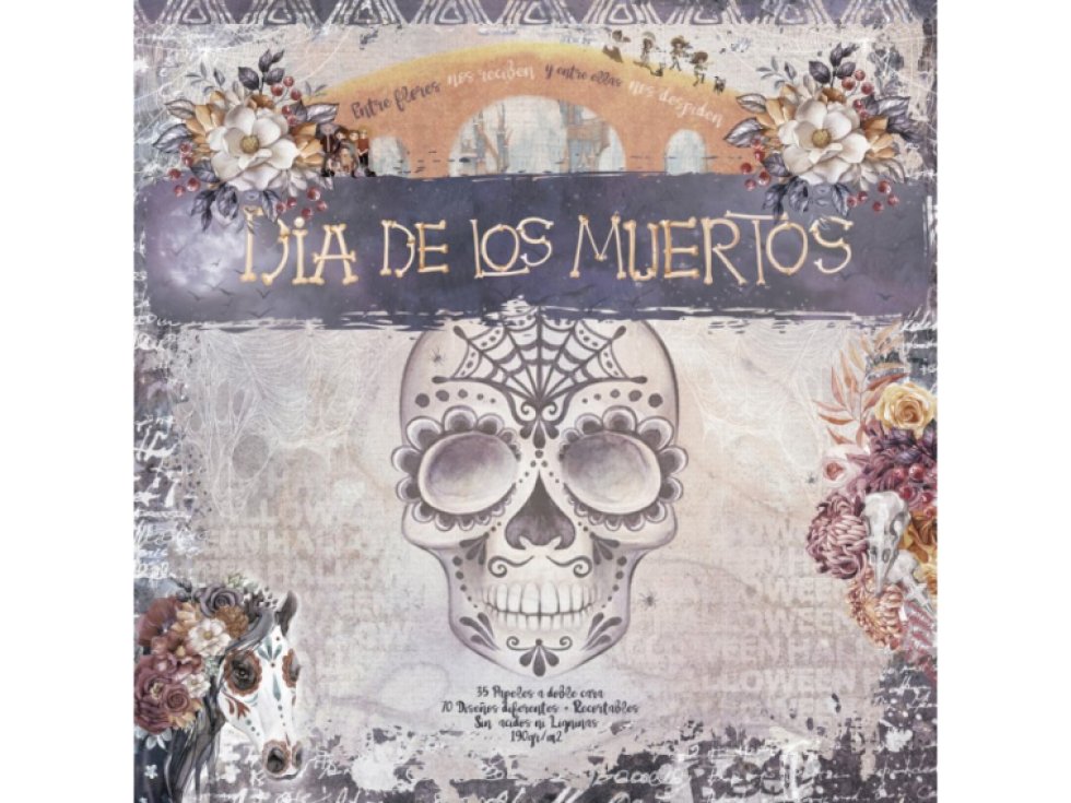 Sada papírů Bellaluna velký mix DIA DE LOS MUERTOS Svátek mrtvých 20x20cm 35ks