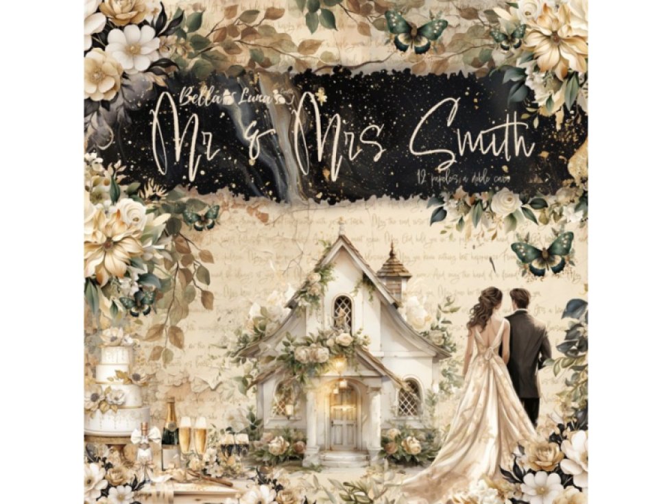 Sada papírů Bellaluna MR & MRS SMITH Ceremony Pán a paní Smithovi pozadí 30X30cm 12ks