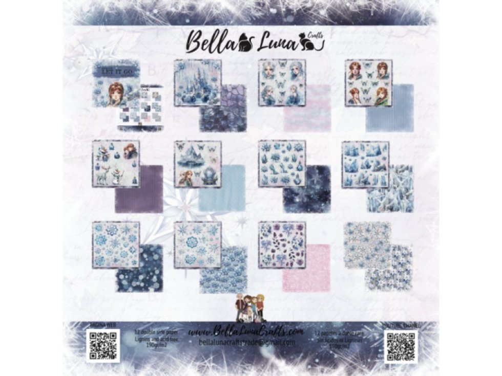Sada papírů Bellaluna LET IT GO Ledové království doplňky 20x20cm 12ks