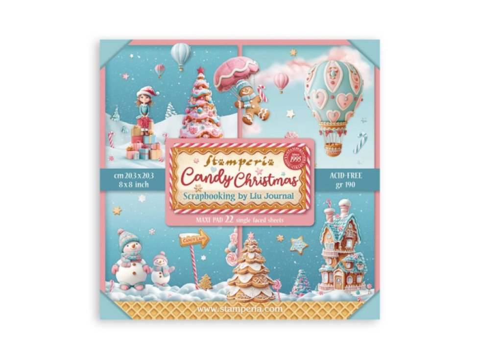 Sada jednostranných papírů Stamperia Candy Christmas Sladké Vánoce maxi 20x20cm