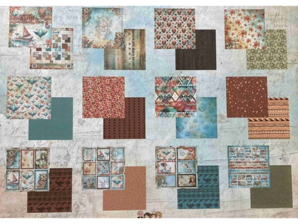 Sada papírů Bellaluna ALOHA pozadí 20X20cm 12ks