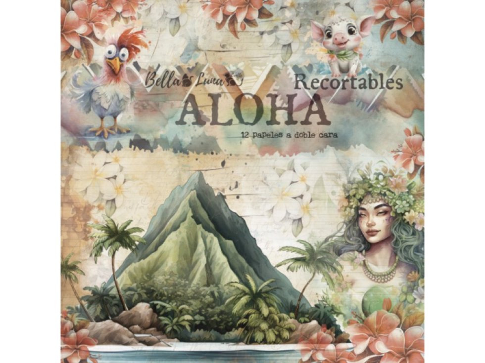 Sada papírů Bellaluna ALOHA s výřezy 20X20cm 12ks