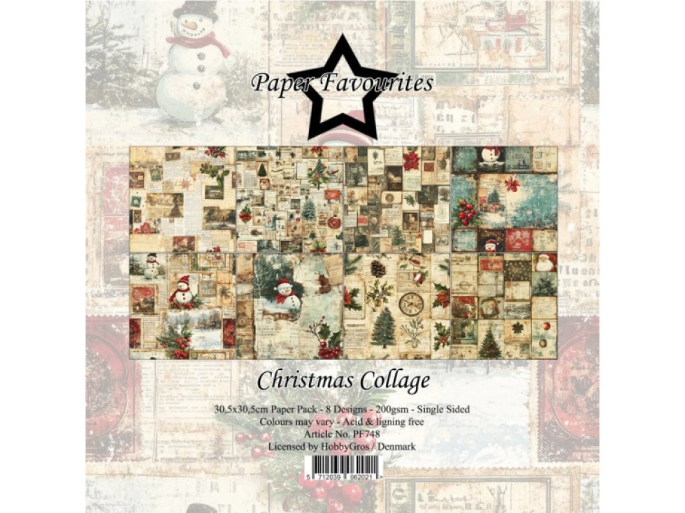 Sada papírů Paper Favourites Christmas Collage 30x30cm Vánoční koláž
